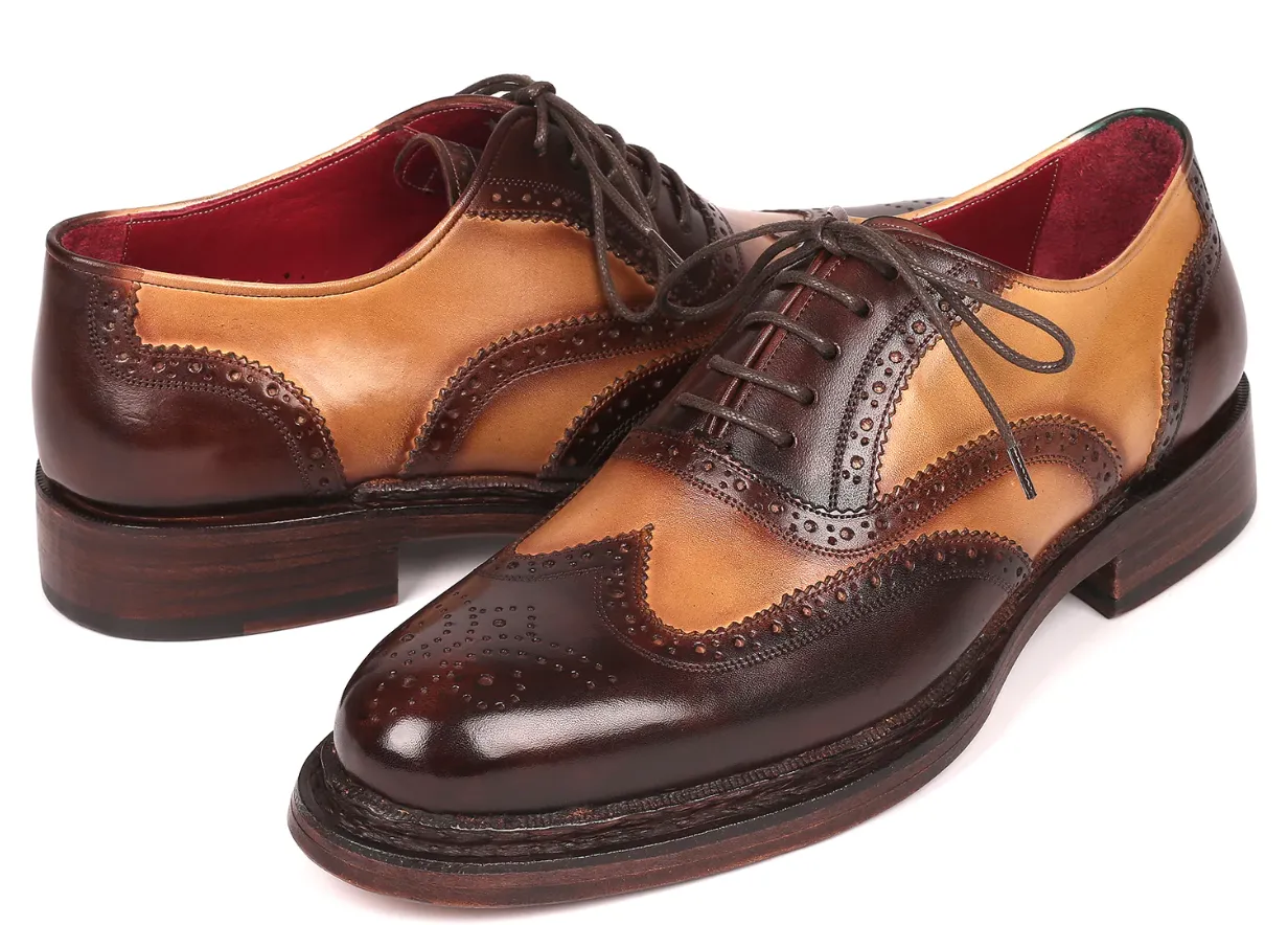 Paul Parkman Wingtip Oxfords Goodyear Welted Brown & Beige