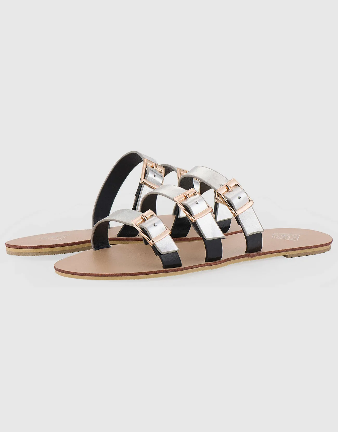 Women's Tri-Strap Buckle Slide  Sandal